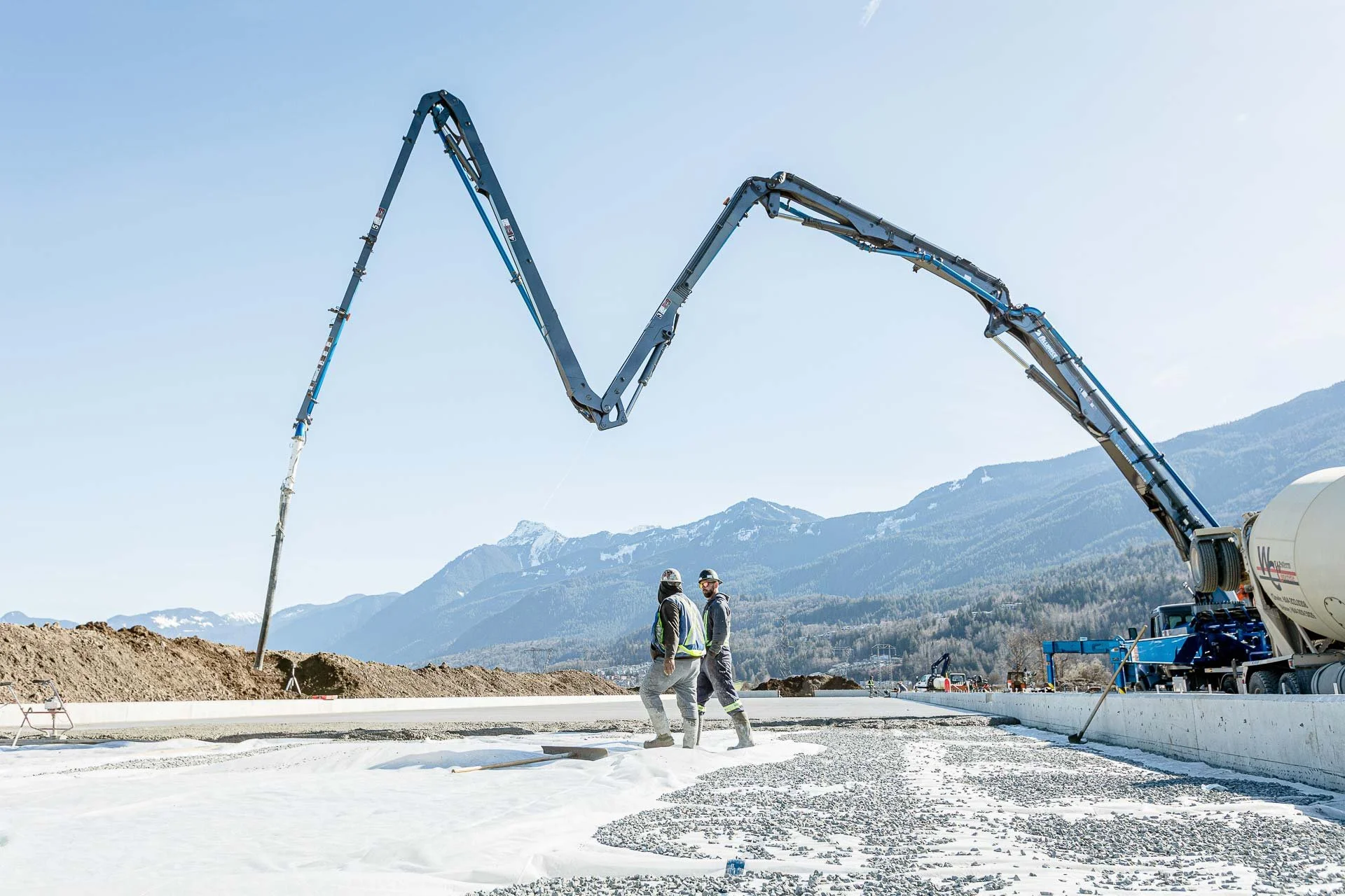 Commercial and industrial concrete pumping on large OKC job site
